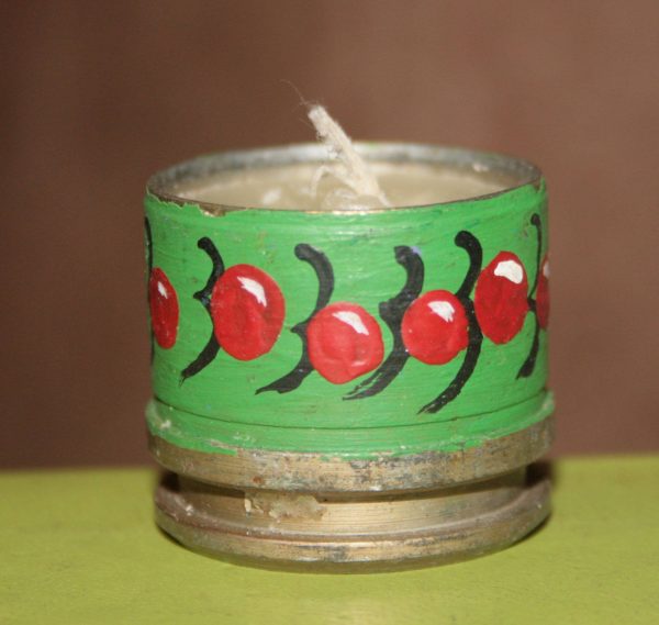 Свічка декоративна з гільзи "ягоди війни" зелена